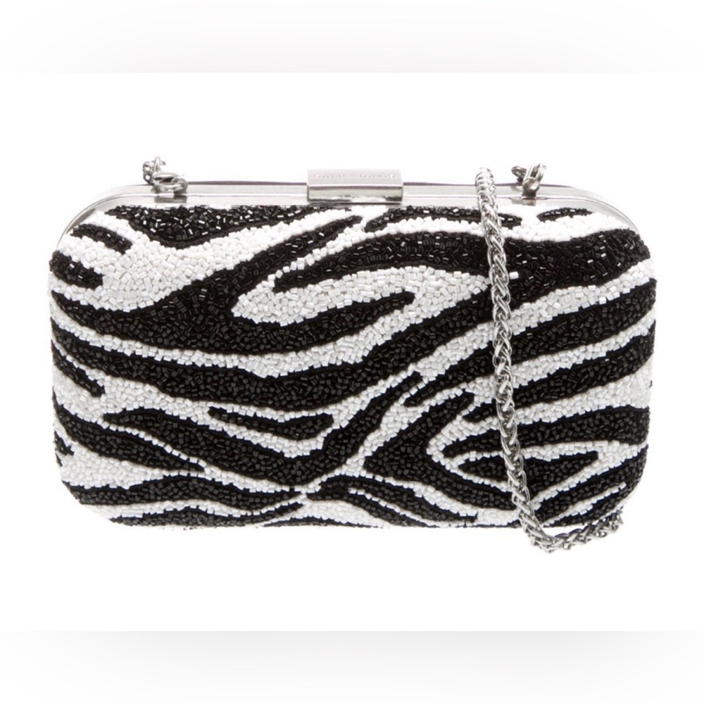 Alice + Olivia Zebra Pattern Beaded Clutch NWT